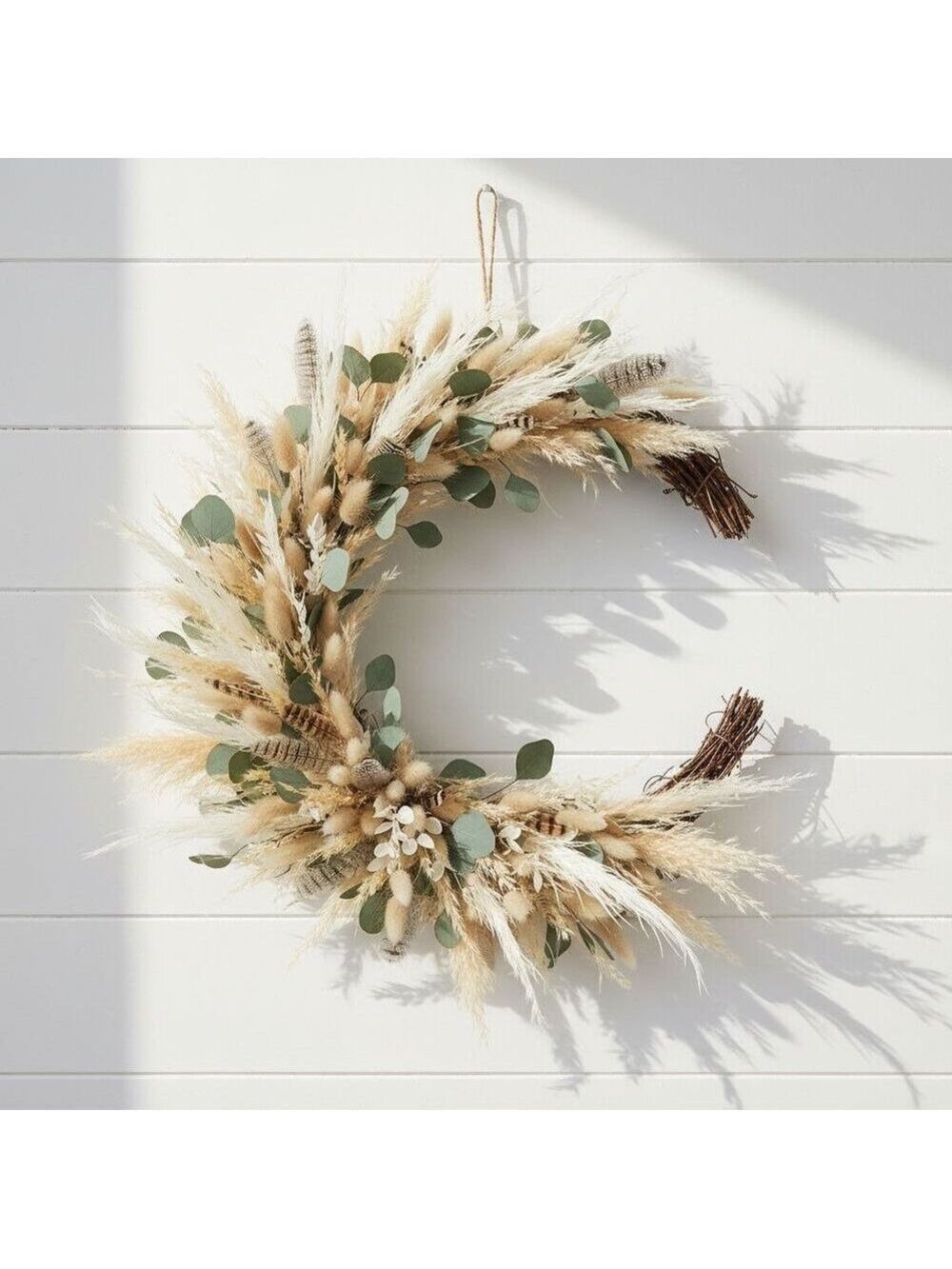 Crescent Moon Wreath Twig Base 12in Rustic Wreath Frame Front Door Decor - Picture 4 of 9